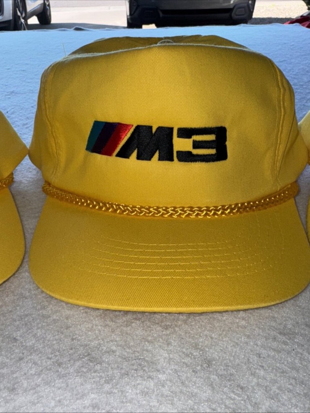 Vintage 90s BMW M3 Motorsport Yellow Rope Hat NOS